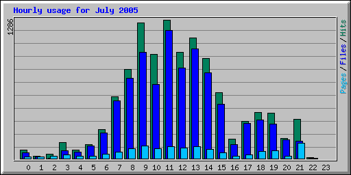 Hourly usage for July 2005