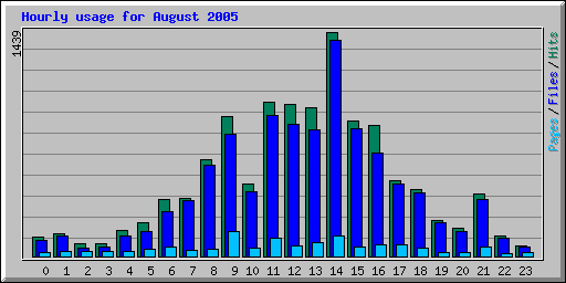 Hourly usage for August 2005